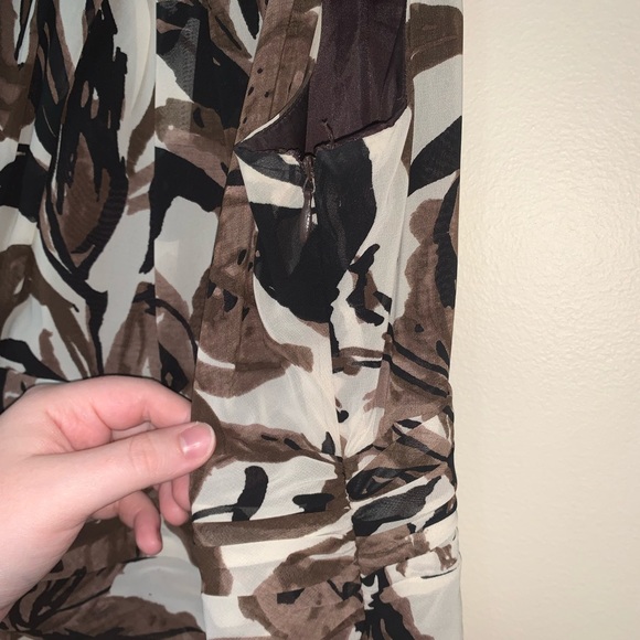 Jones Wear Dress brown & cream floral size 10 - Picture 6 of 8
